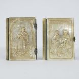 2 booklets with Catholic prayers and meditations, covers in mother-of-pearl, gold on slices