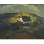 Hilaire VAN BIERVLIET (1891-1982), oil on canvas Landscape with church, signed