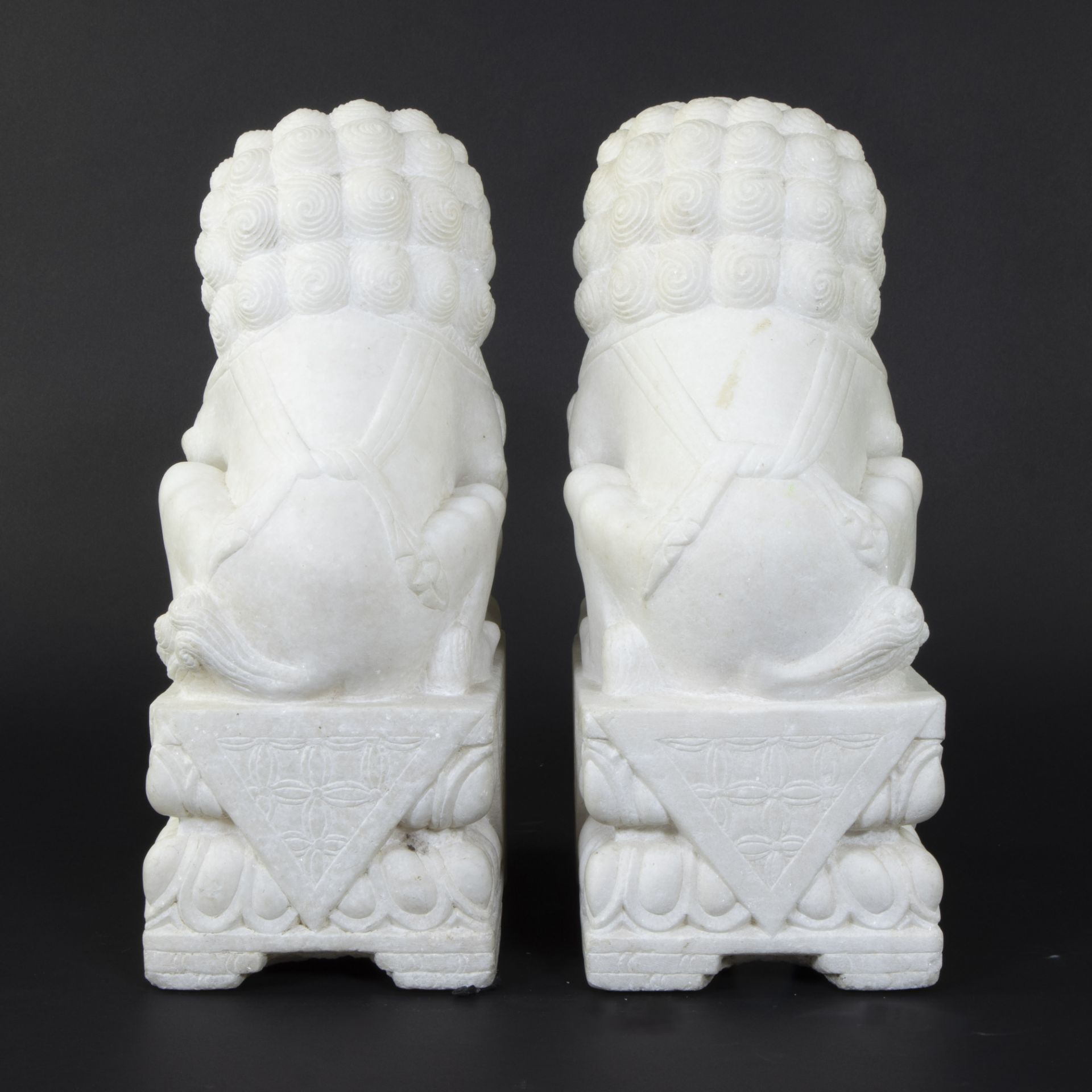 Pair of marble Chinese temple guards or Foo lions, 20th century - Bild 3 aus 4