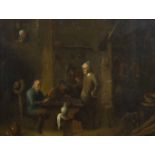 19th century oil on canvas Inn scene, signed Adriaen VAN OSTADE