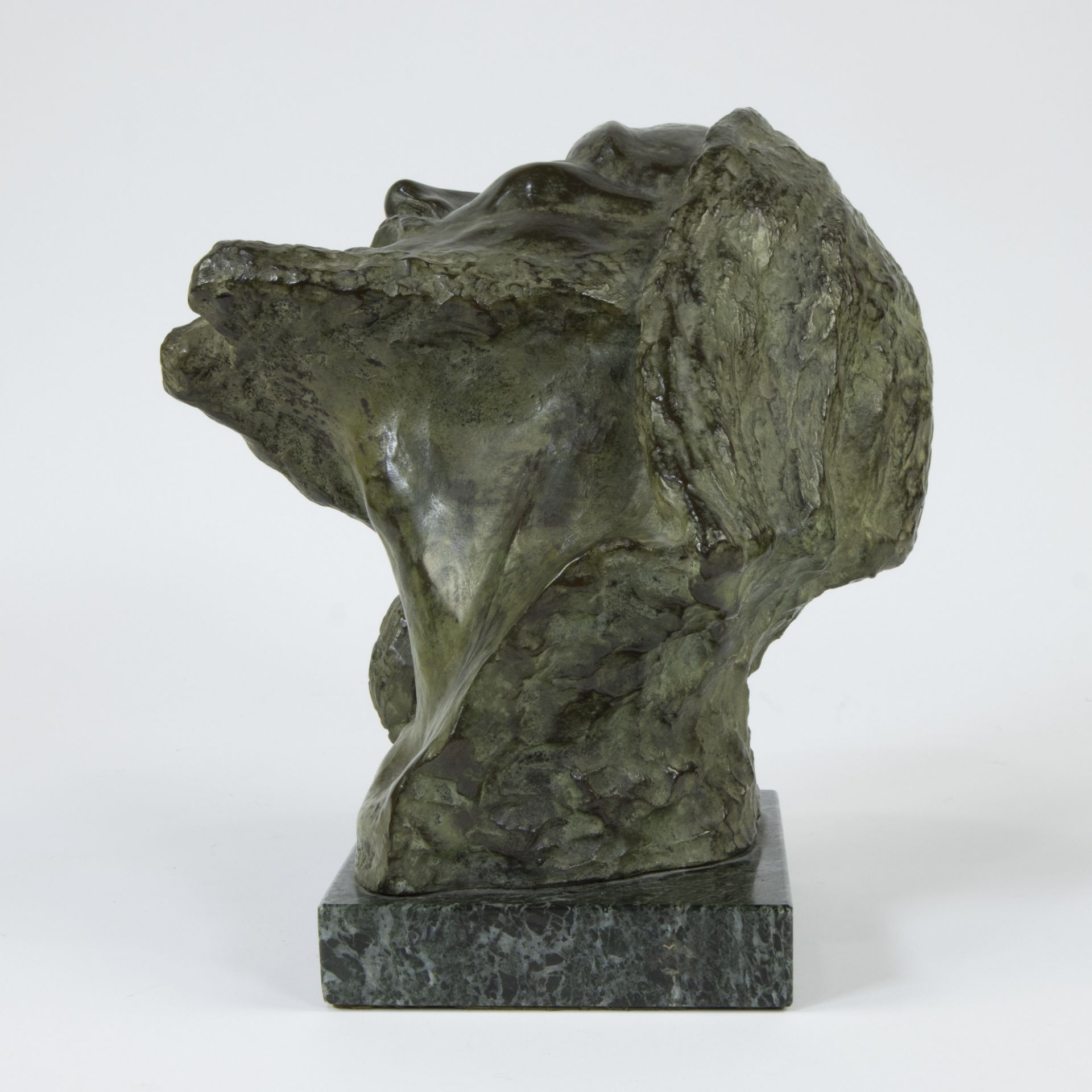 Geo VINDEVOGEL (1923-1977), green patinated bronze of head of Christ, signed - Image 3 of 6