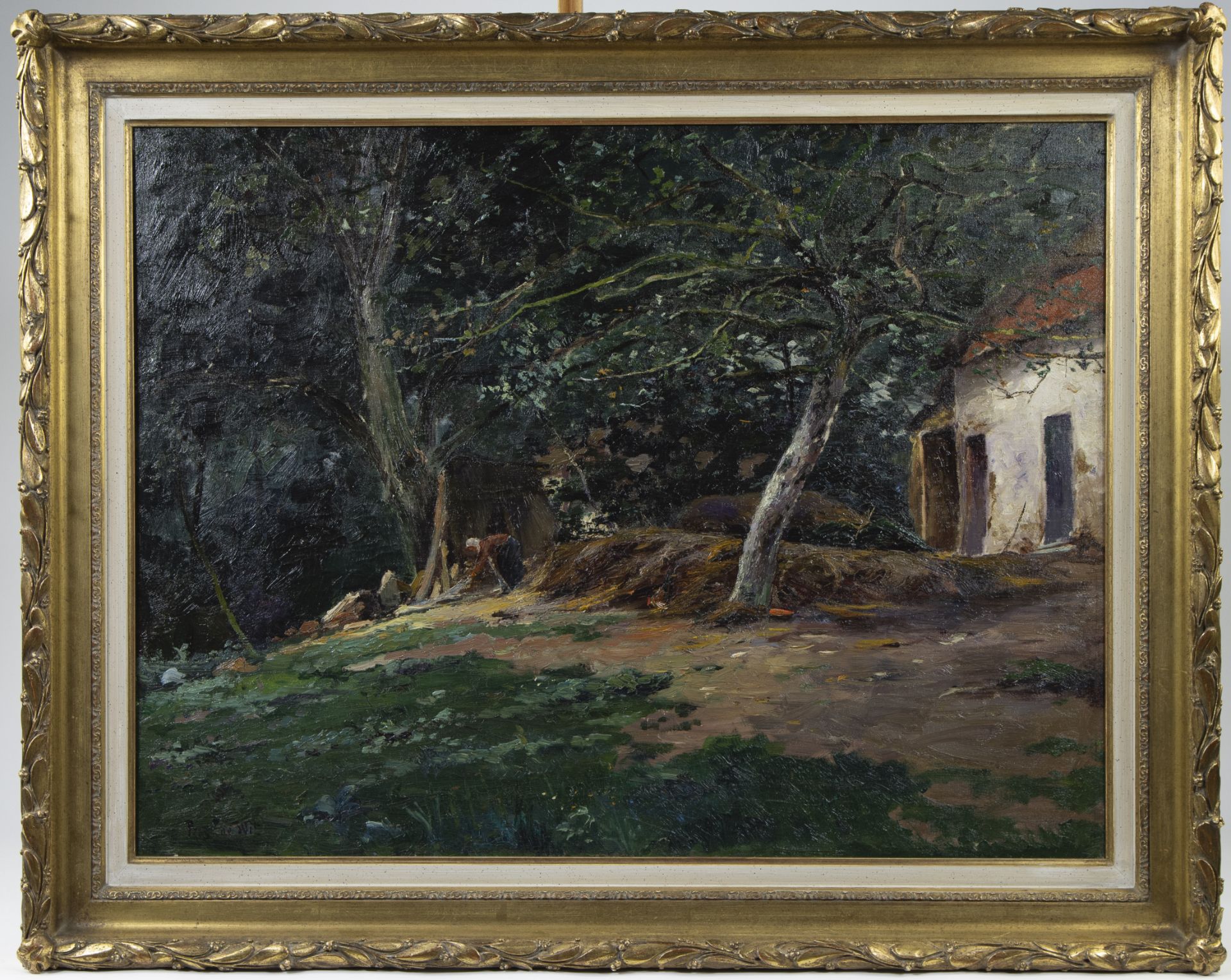 Prosper DE WIT (1862-1951), oil on canvas Farmstead at the edge of the woods, signed - Bild 2 aus 4