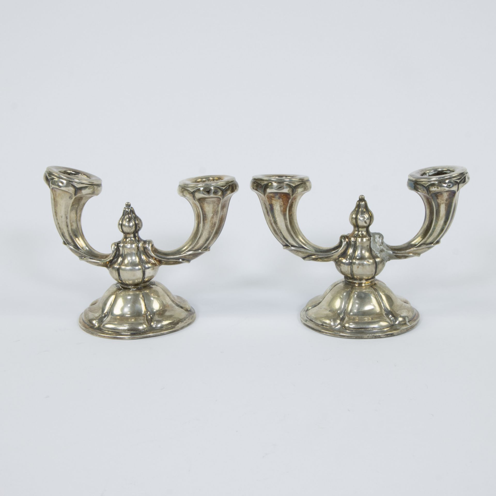 Silver lot, tray (Elite racing 1973) silver 925 and pair of candlesticks silver 830 - Image 4 of 7