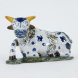 18th century Delft polychrome reclining cow