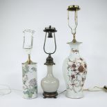 Collection of 3 Chinese vases transformed into lampadaires