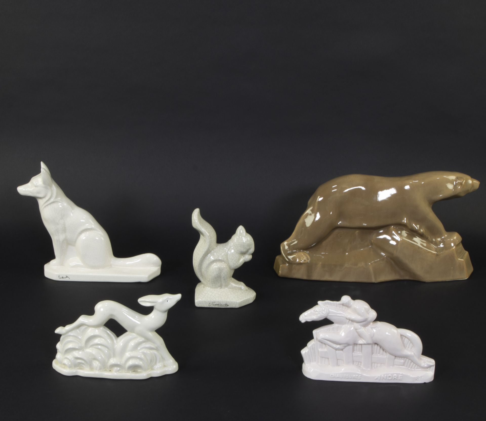 Collection of Art Deco vases of crackled ceramics, a.o. a statue of a polar bear Cazaux, DAX, rider - Bild 2 aus 2