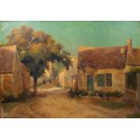 Eugène Jules Delahogue (1867-1934), Country road with houses, oil on canvas, signed and dated 1908