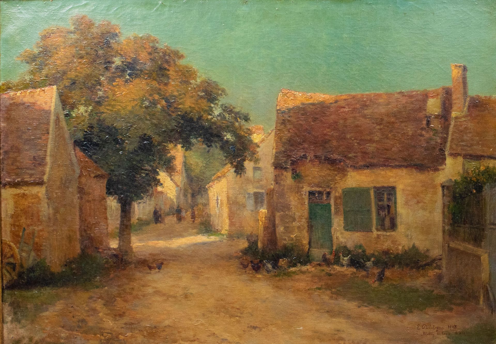 Eugène Jules Delahogue (1867-1934), Country road with houses, oil on canvas, signed and dated 1908