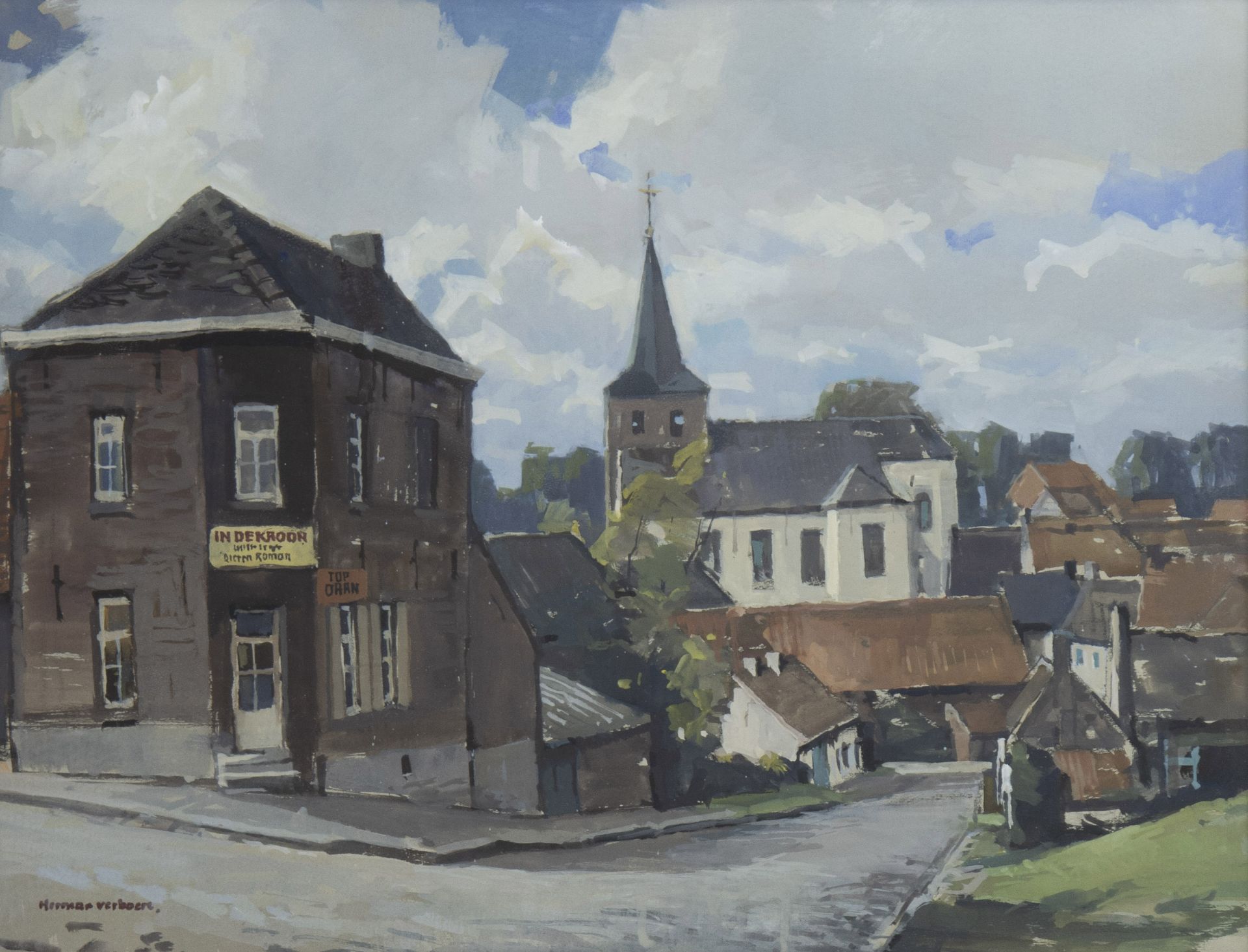 Herman VERBAERE (1906-1993), 2 watercolour paintings of the View of Zegelem and Ferry Schellebelle, - Image 3 of 7