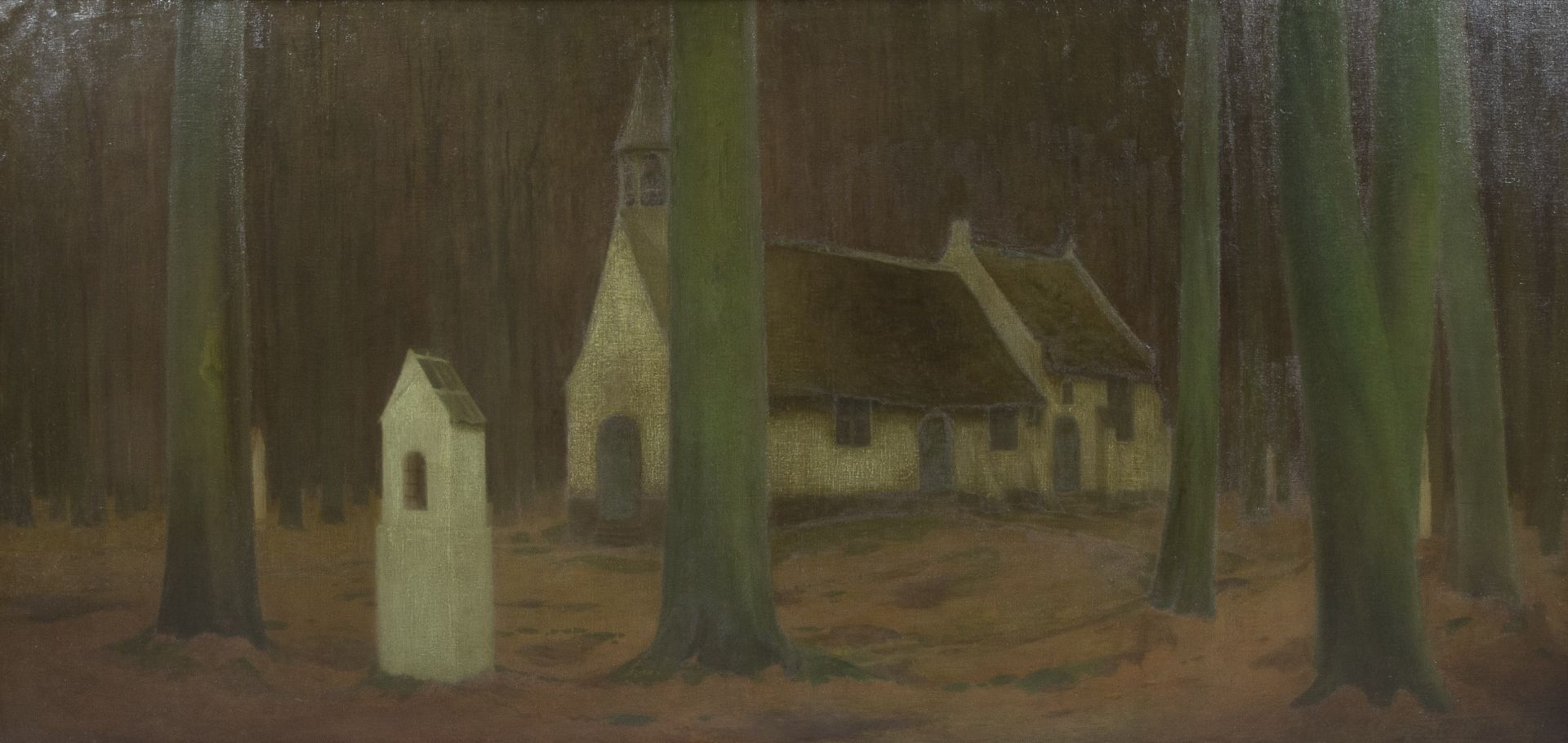 Louis TAEYMANS (1874-1937), oil on canvas Chapel in the woods, signed