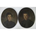 19th century pendant oil on canvas portrait of 2 sisters, signed and one dated 1861