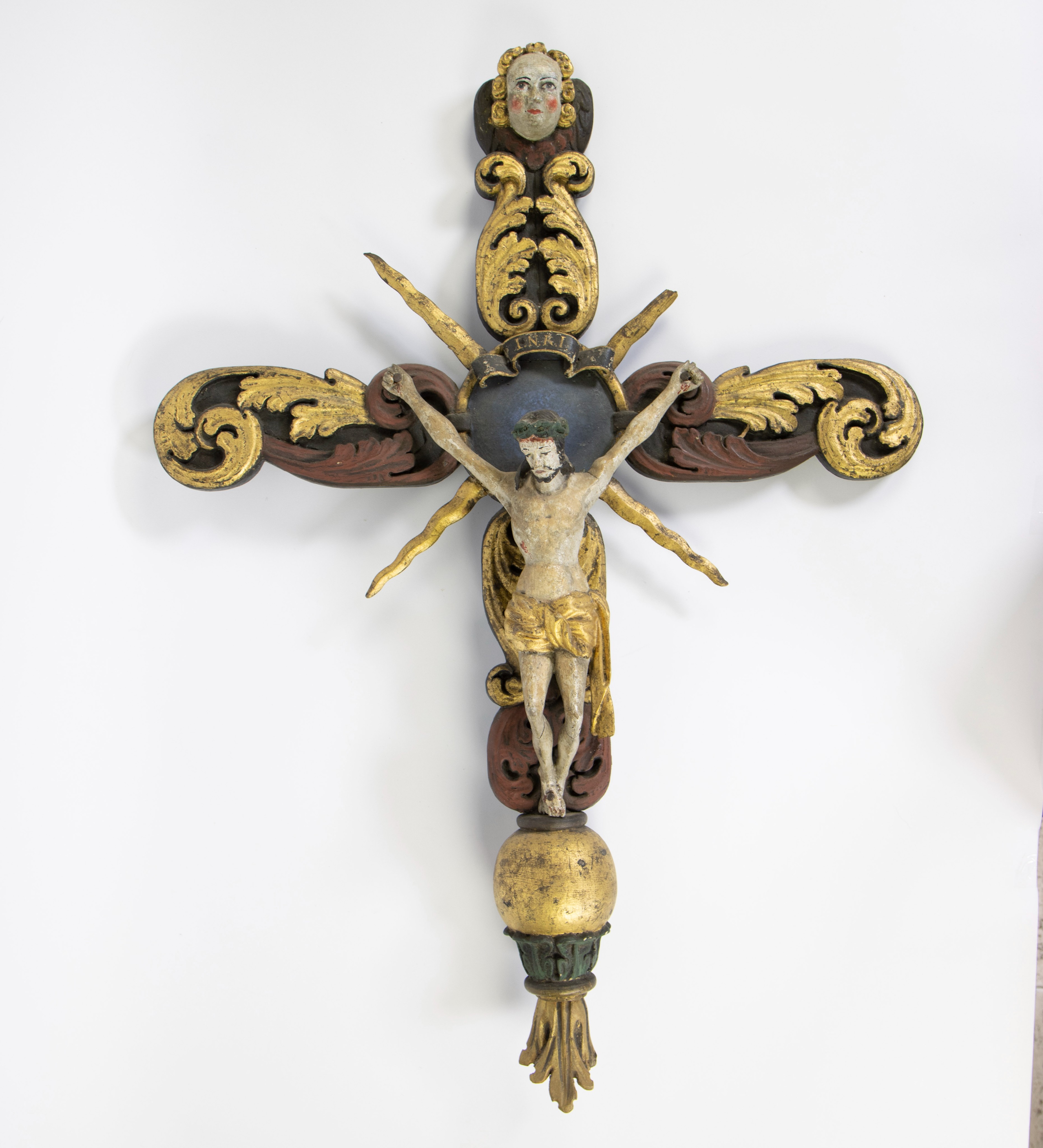 Patinated cross crucified Christ, German/Austria, 17th century