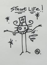 ANDRE (1971) (André SARAIVA), drawing in felt-tip pen 'Street life', monogrammed