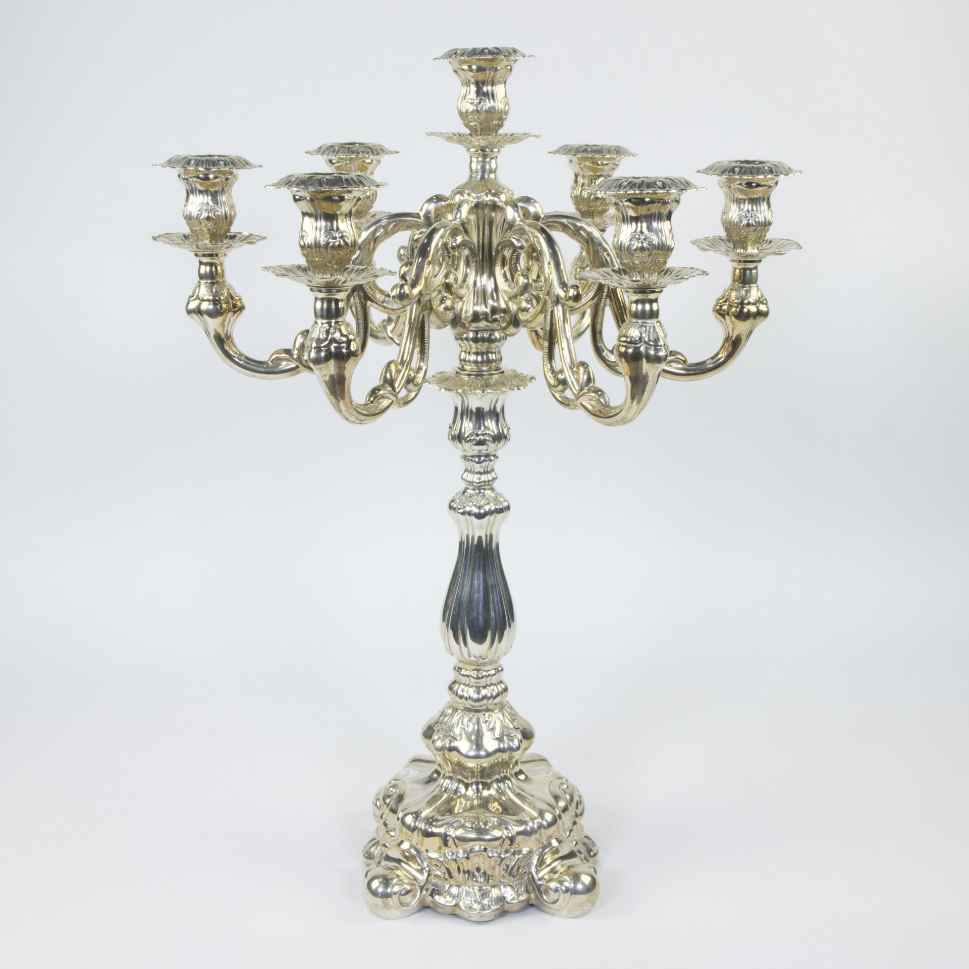 Large silver candelabra with 7 lights, grade 925/1000 , with year letter H, Netherlands, hallmarks ( - Image 3 of 8