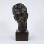 Anthony LUYCKX (1922-2017), dark brown patinated plaster bust of a man's head, signed