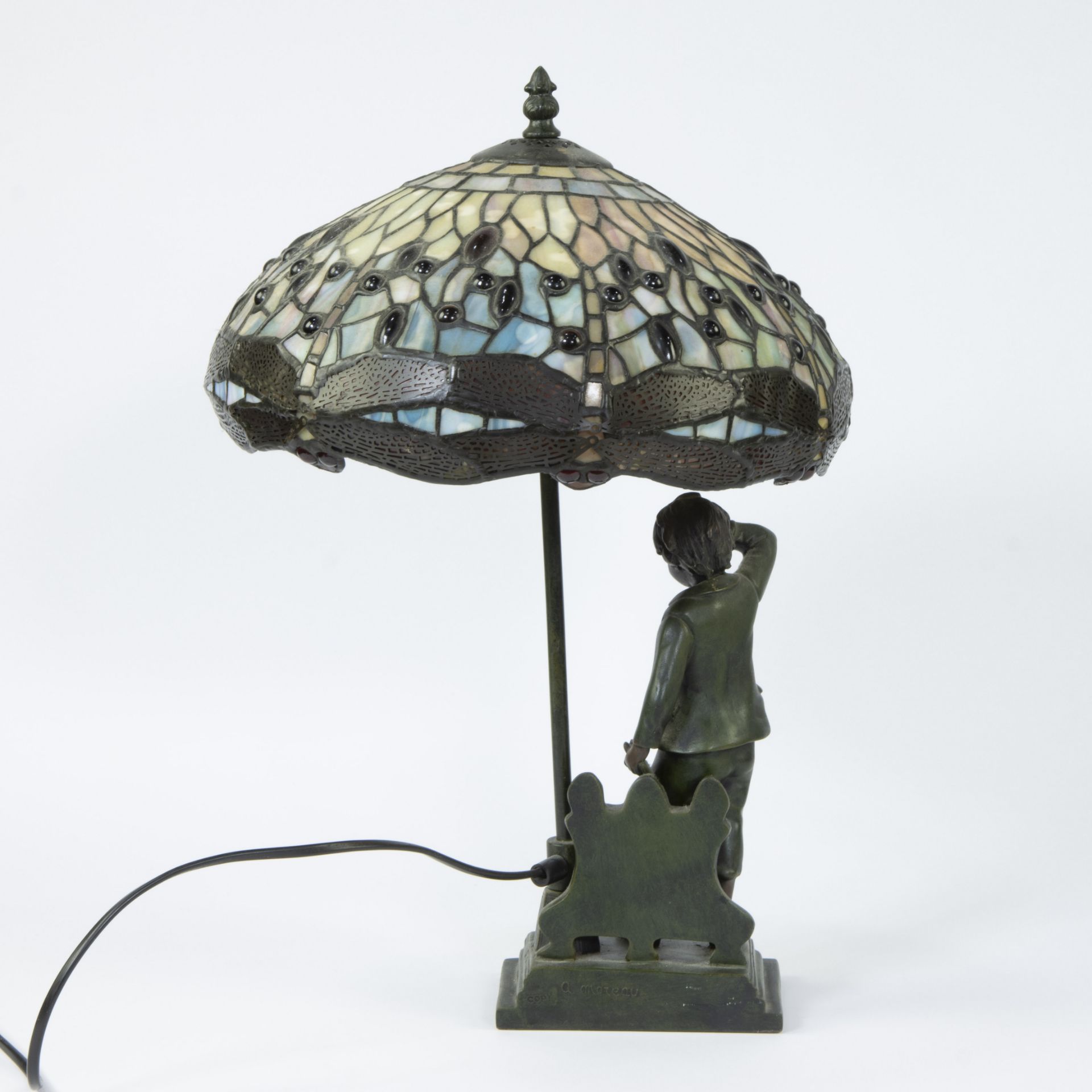 Tiffany-style lamp with decor of dragonflies - Image 3 of 5