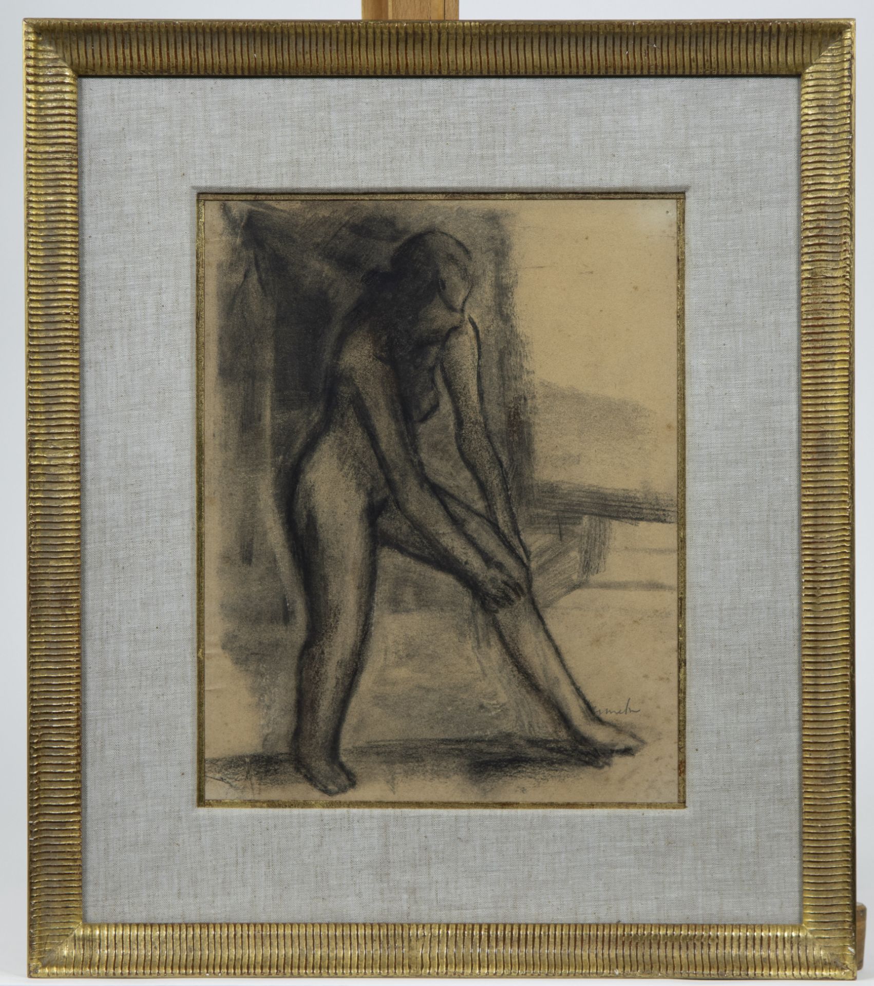 Constant PERMEKE (1886-1952), charcoal drawing of a standing nude, signed - Image 2 of 3