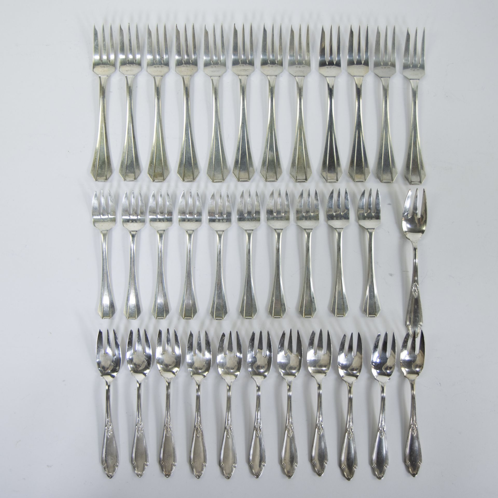 Silver cutlery Delheid, A800, weight 10660 grams, with initials of the family De Witte Jacques Wille - Image 8 of 8