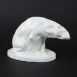 Domien INGELS (1881-1946), white glazed ceramic polar bear, monogram and marked CERAMAES, made in Be