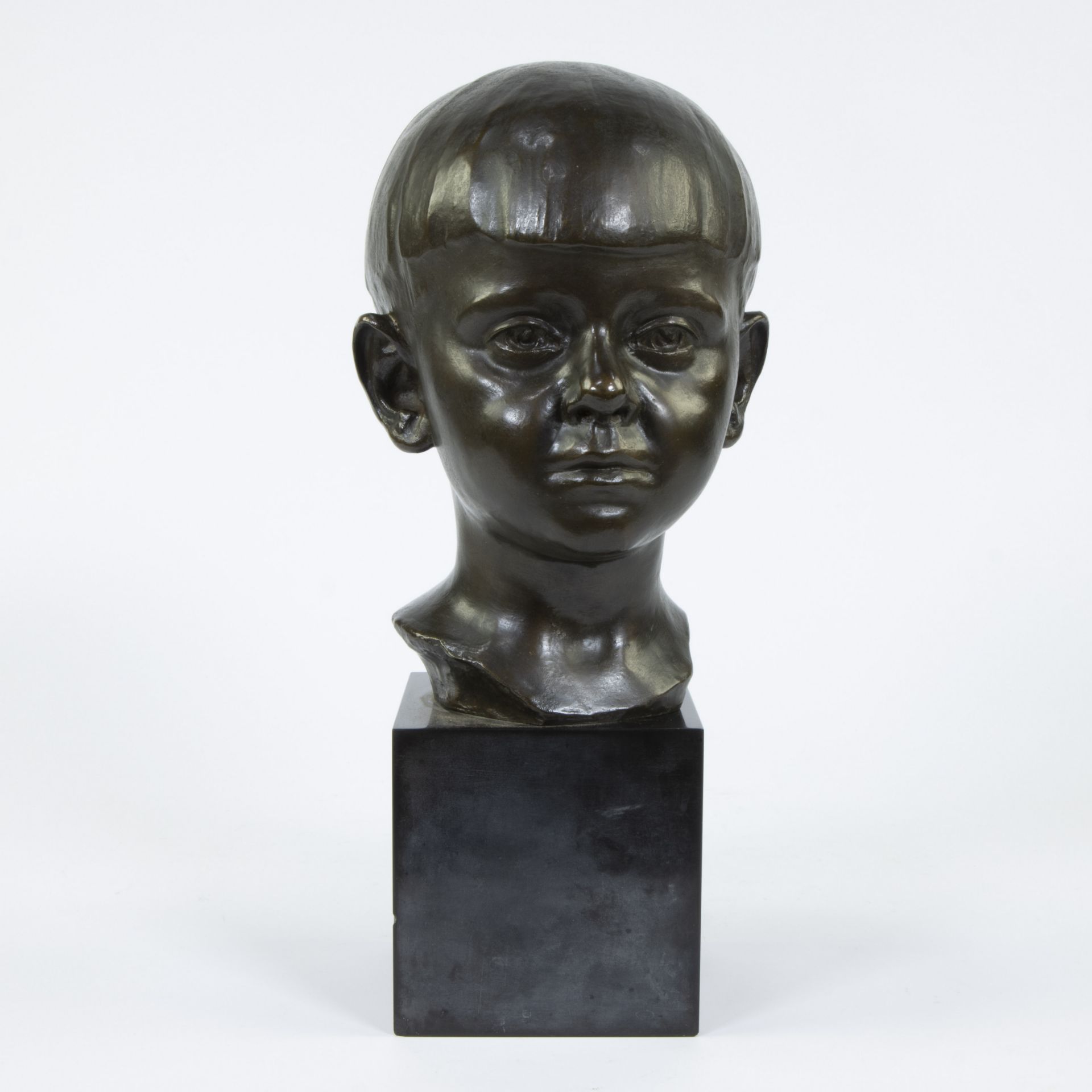 Henri THIERY (1875-1941), bronze head of a boy, signed