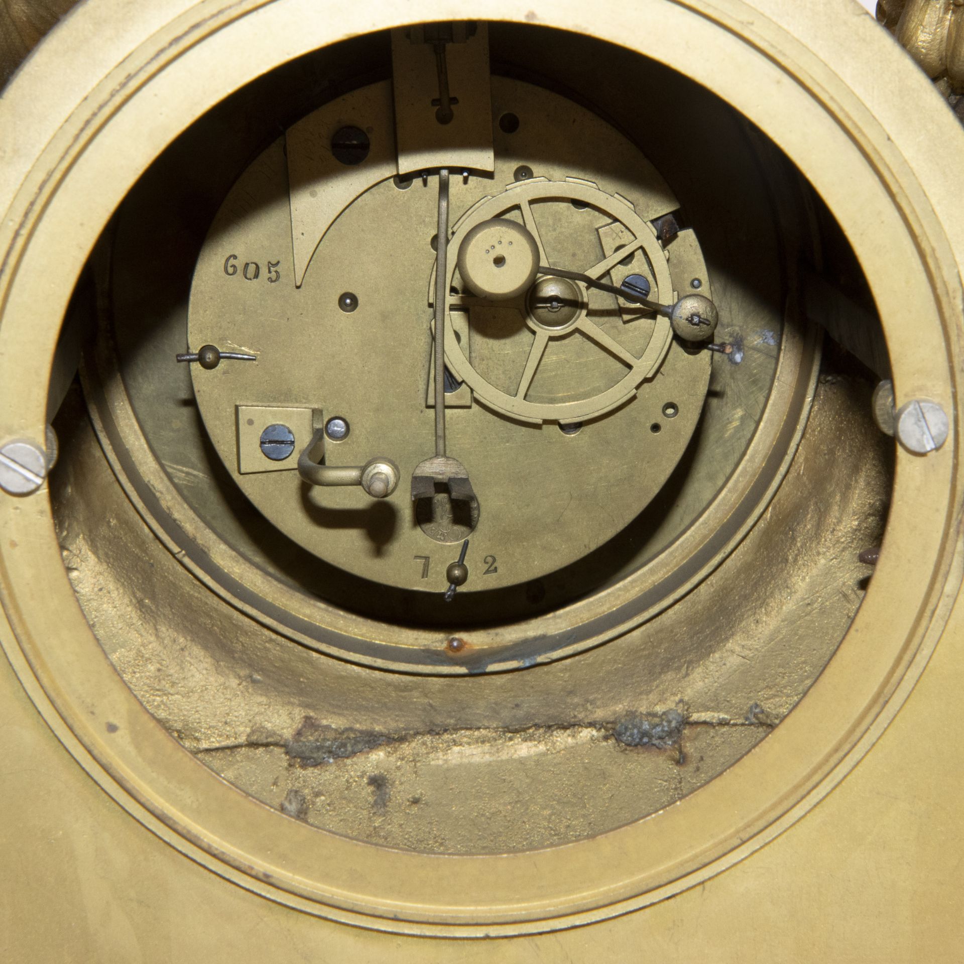 Impressive 19th century French bronze Louis XVI mantel clock with white marble base circa 1860, dial - Image 6 of 6