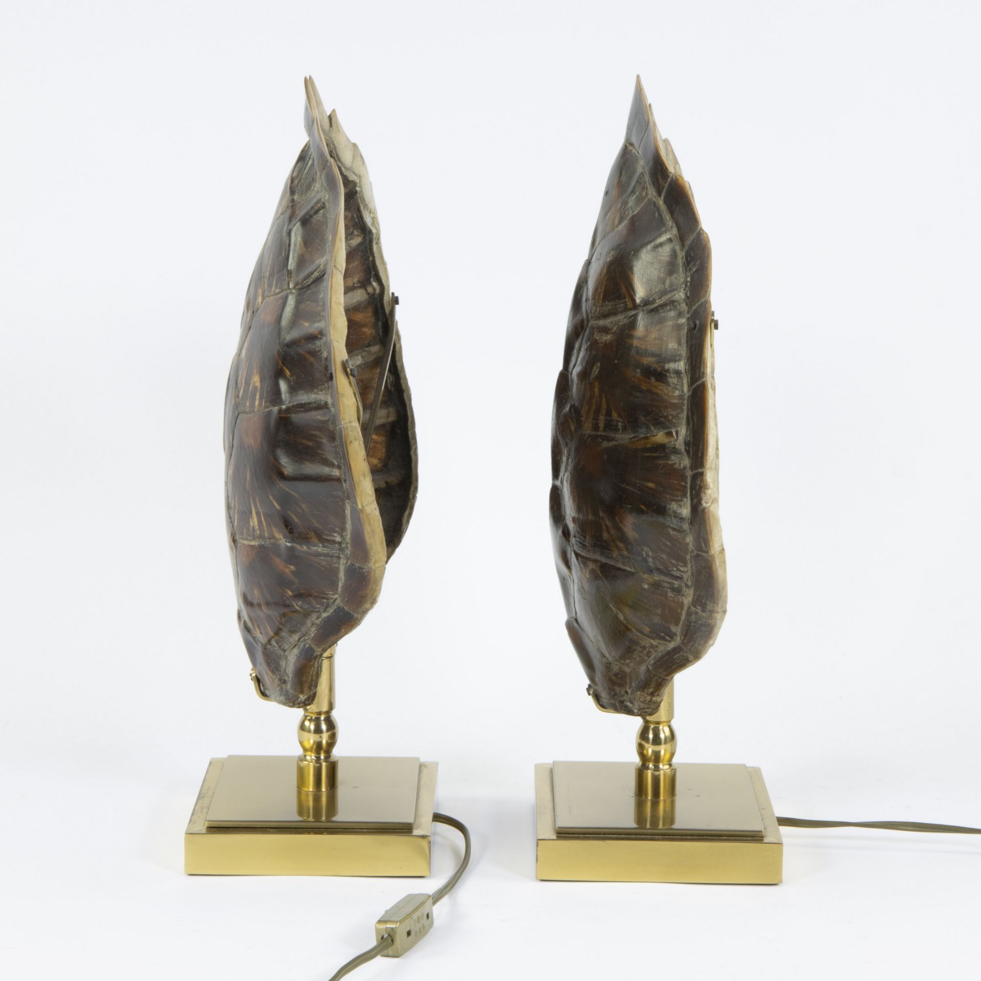 Pair of lampadaires in gilt brass with tortoise shell - Image 2 of 4
