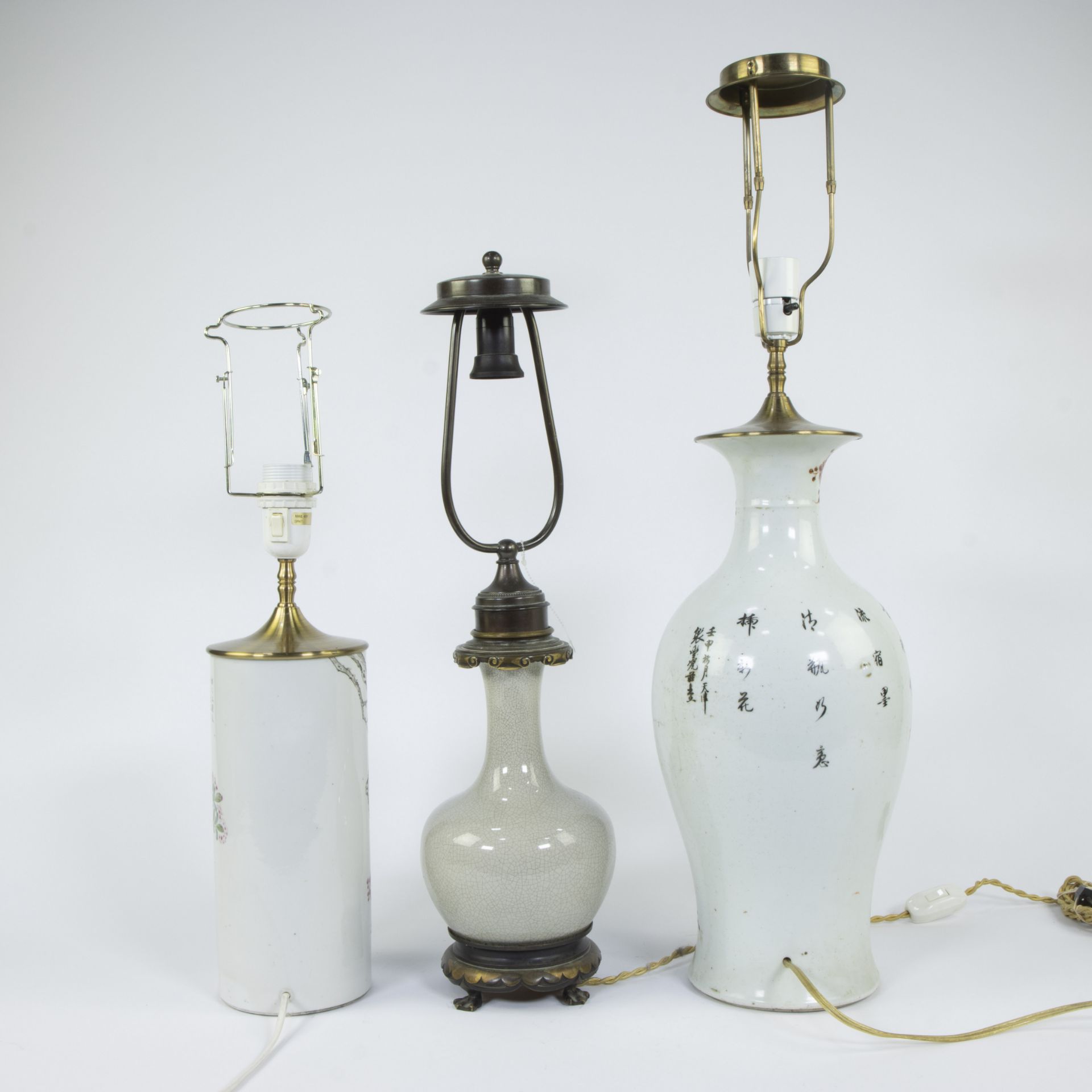 Collection of 3 Chinese vases transformed into lampadaires - Image 3 of 5