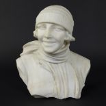MICHELOTTI (XIX-XX), marble Art Deco bust of a girl, signed