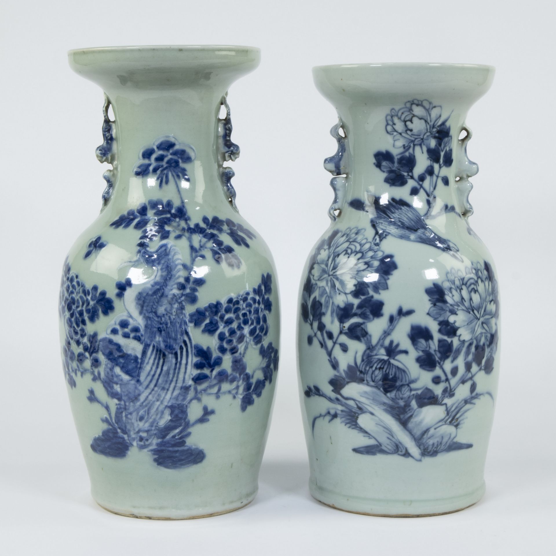 Set of 2 Chinese celadon vases, 19th century