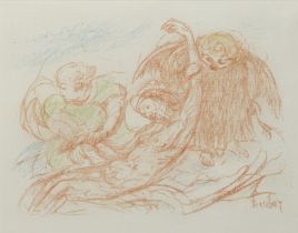 James ENSOR (1860-1949), lithograph from the series Scènes de la vie du Christ, Le Christ et les Ang