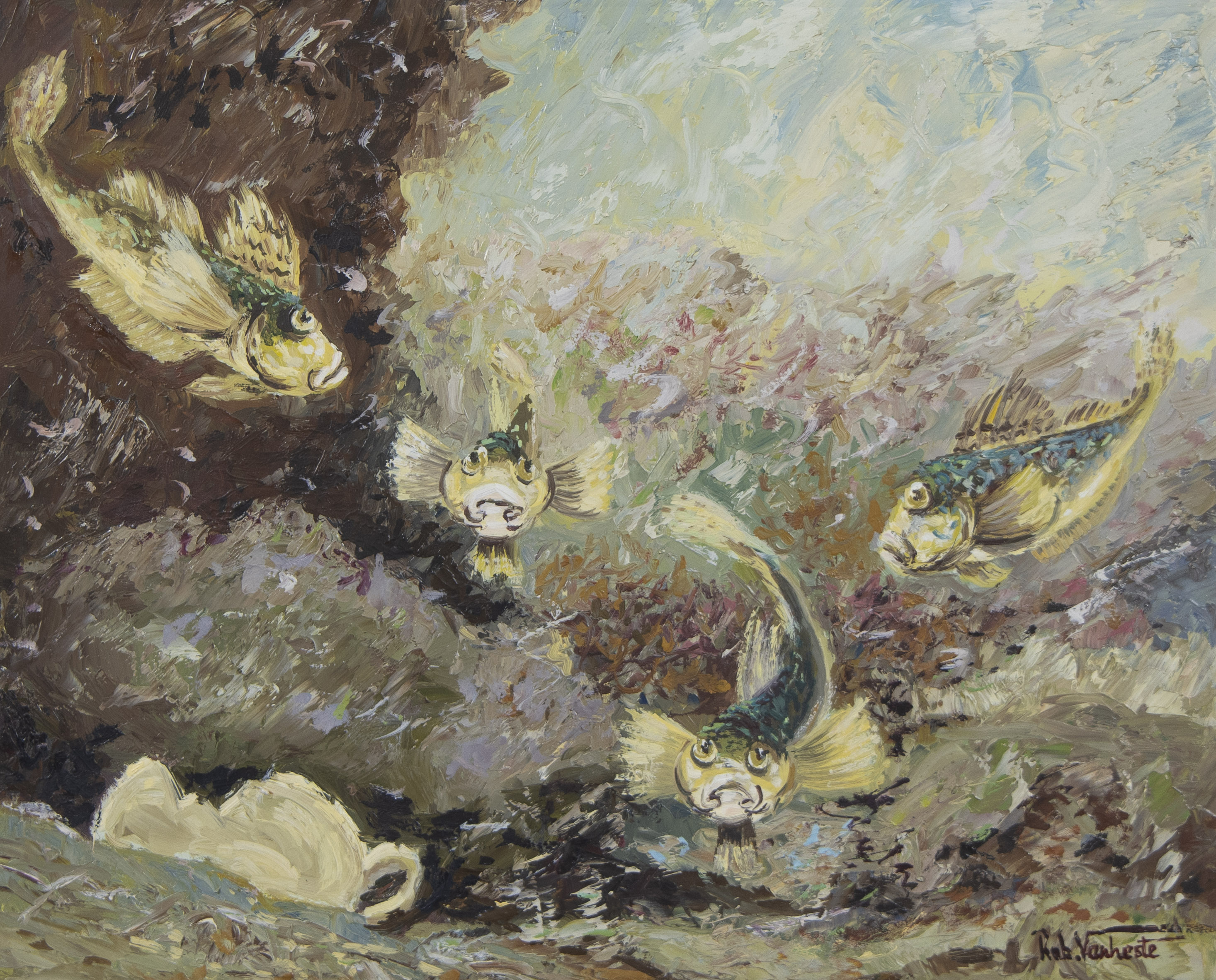 Robert VANHESTE (1913-2002), oil on board Marine fauna, signed