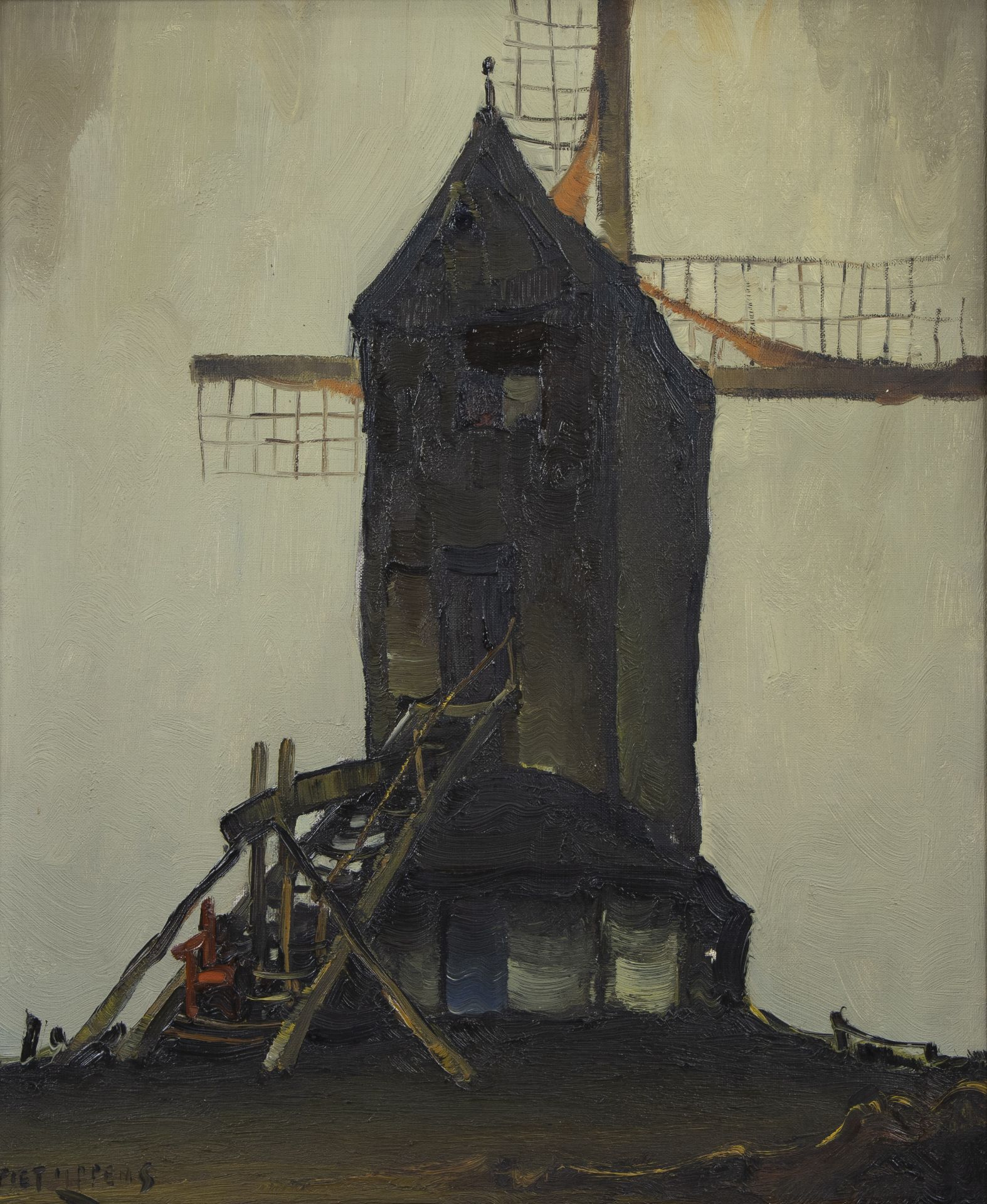 Piet LIPPENS (1890-1981), oil on canvas Mill, signed