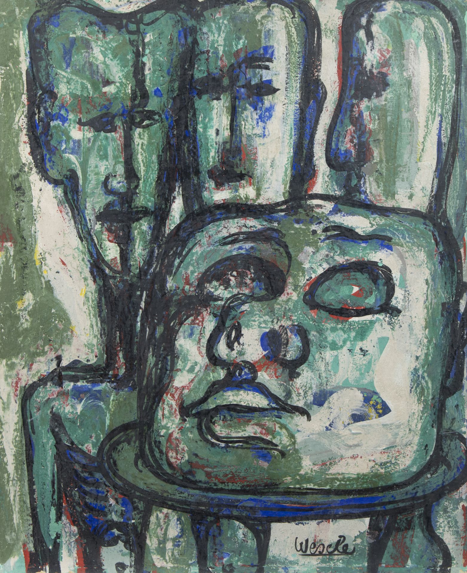 Georges WESCHE (1908-1995), oil on panel La tête du mort, signed and dated 1959