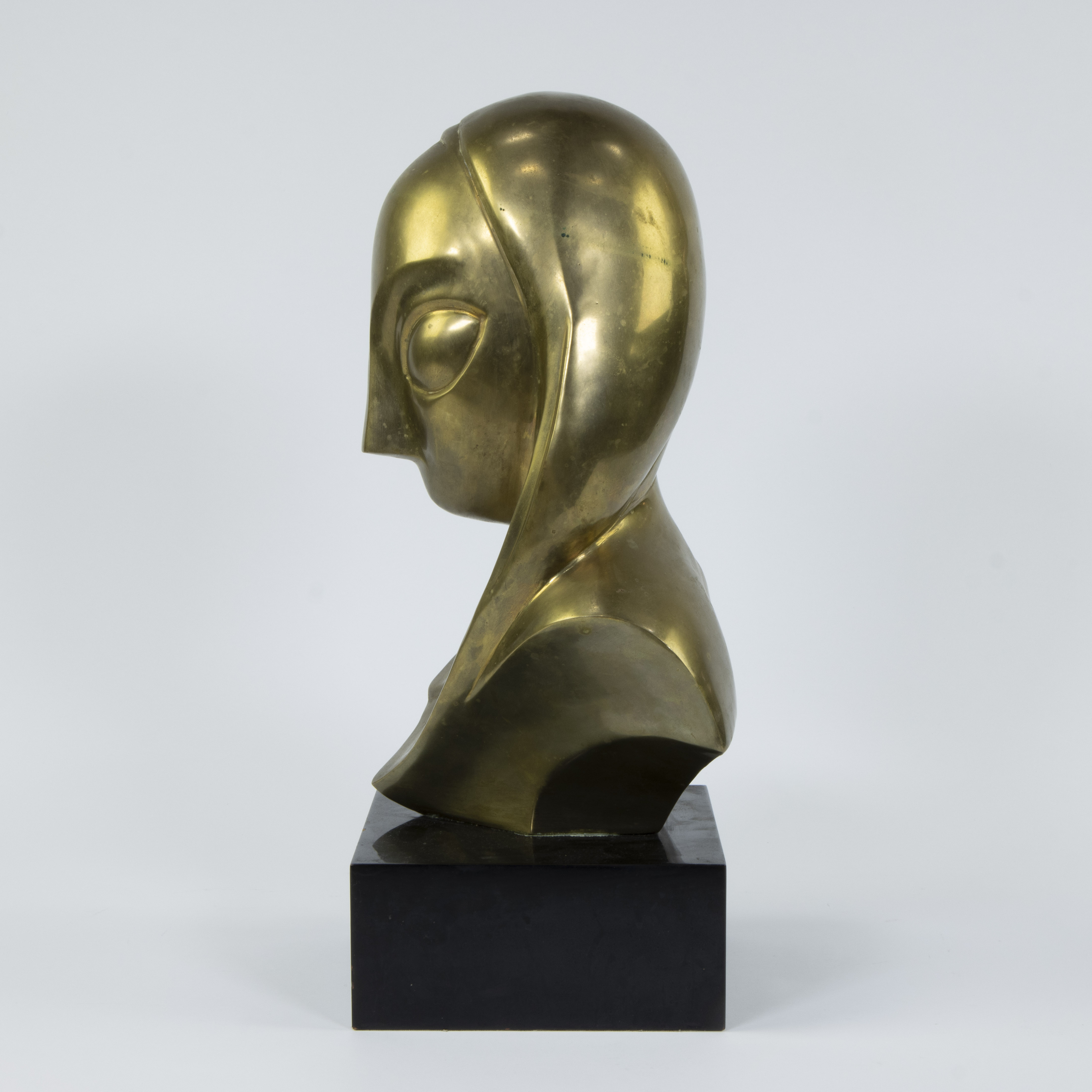 After Constantin Brancusi Mademoiselle Pogany gilt bronze bust, unsigned - Image 3 of 4