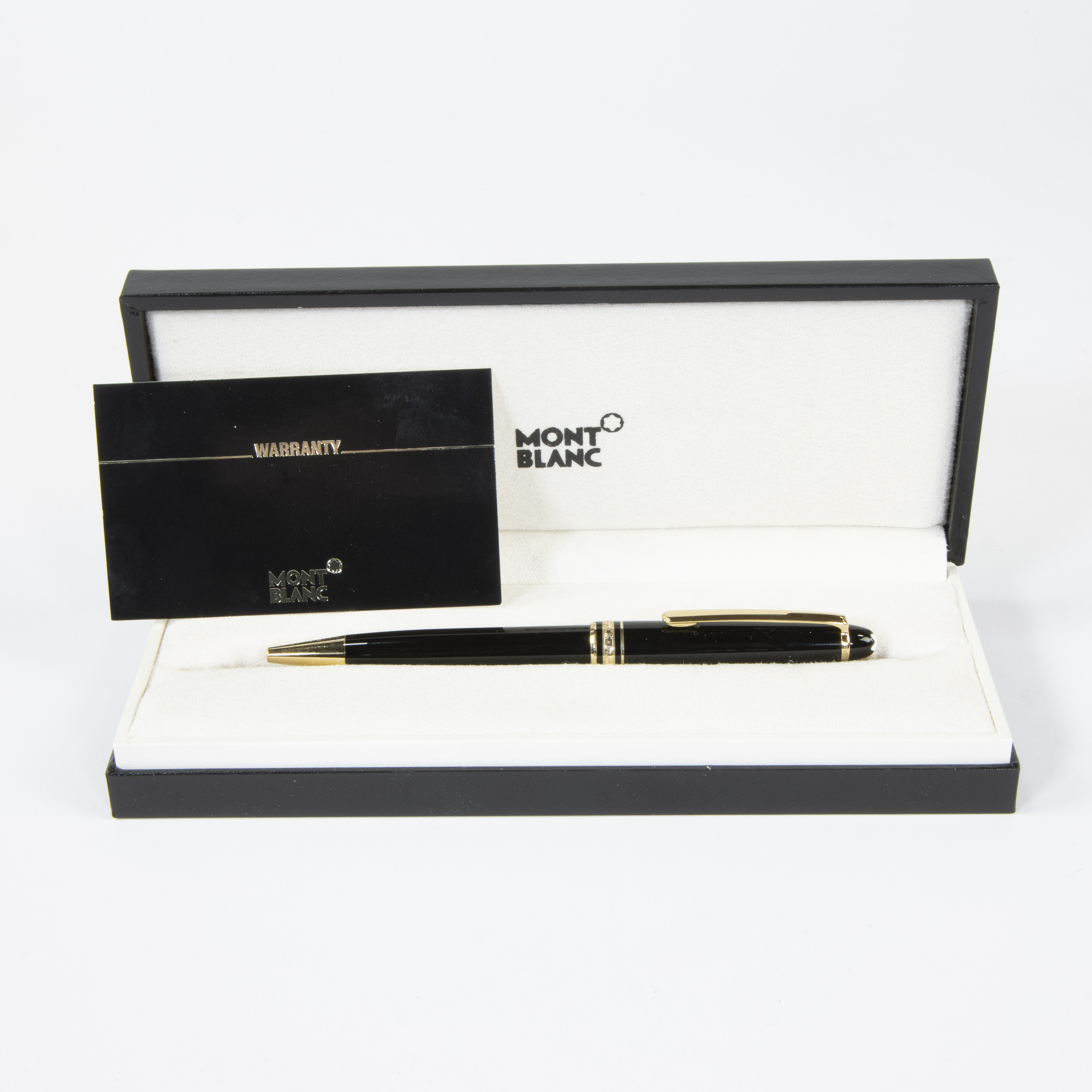 Ballpoint pen Meisterstuck from Montblanc in black resin with gold coloured details and the iconic M
