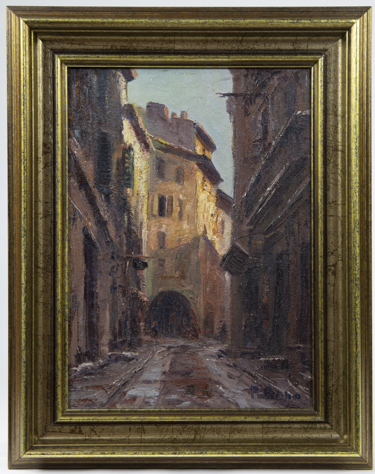 Primitif BONO (c.1880-1955), oil on canvas, Rue Tracastel, Grasse, signed - Bild 2 aus 4