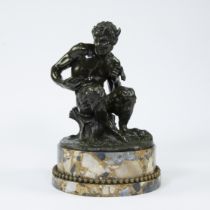 After Claude Michel Clodion (French 1738-1814), bronze sculpture of a satyr on marble base