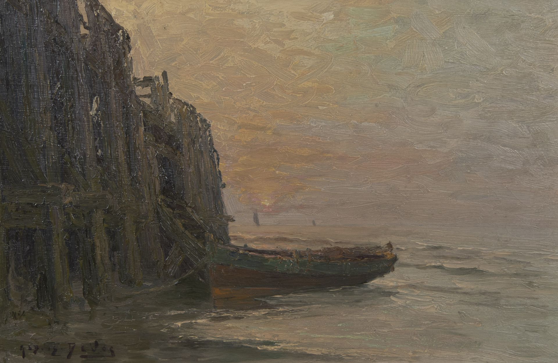 Albert Isidore DEVOS (1868-1950), 2 works oil on canvas Seascapes, signed - Bild 2 aus 8