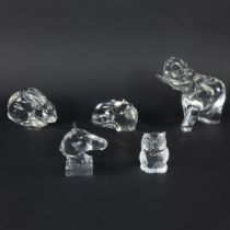 Val Saint Lambert collection of crystal animals in clear crystal