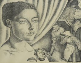 Gustave VAN DE WOESTYNE (1881-1947), lithograph 'Dorpskermis' 1924, numbered 68/100 and signed in pe