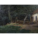 Prosper DE WIT (1862-1951), oil on canvas Farmstead at the edge of the woods, signed