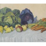 Theo DE LAPS (1895-?), oil on canvas Still life with vegetables and fruit, signed