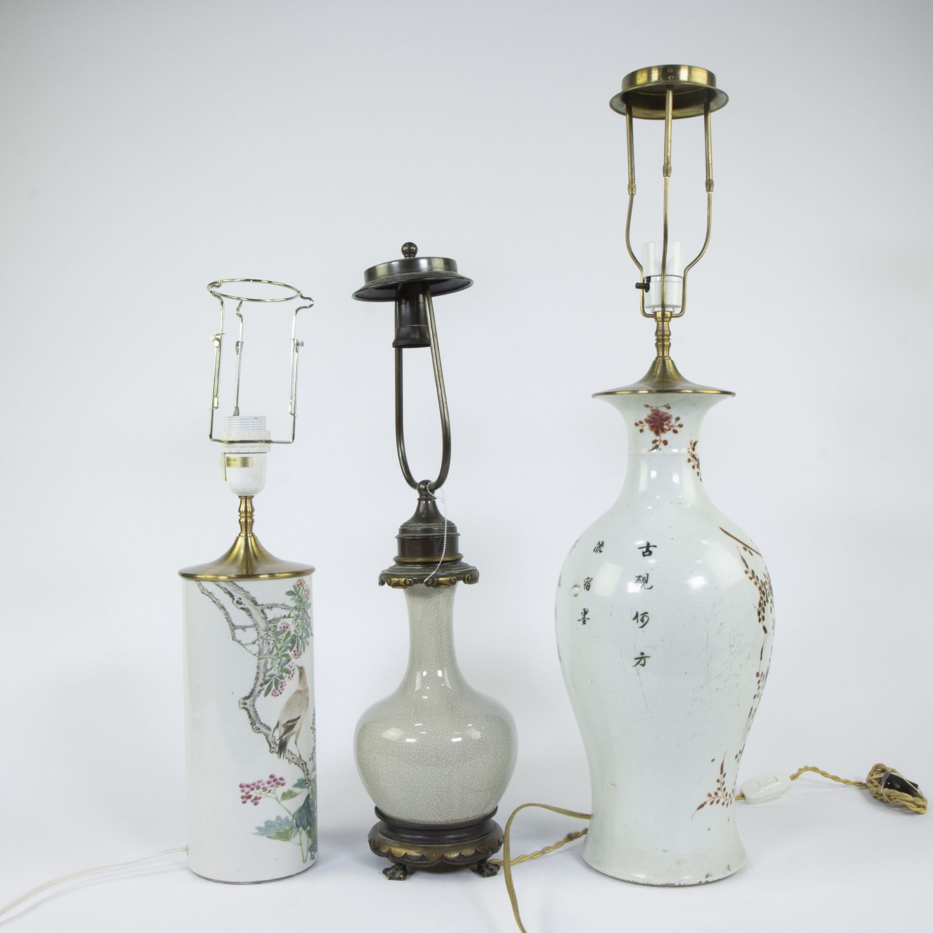 Collection of 3 Chinese vases transformed into lampadaires - Image 4 of 5