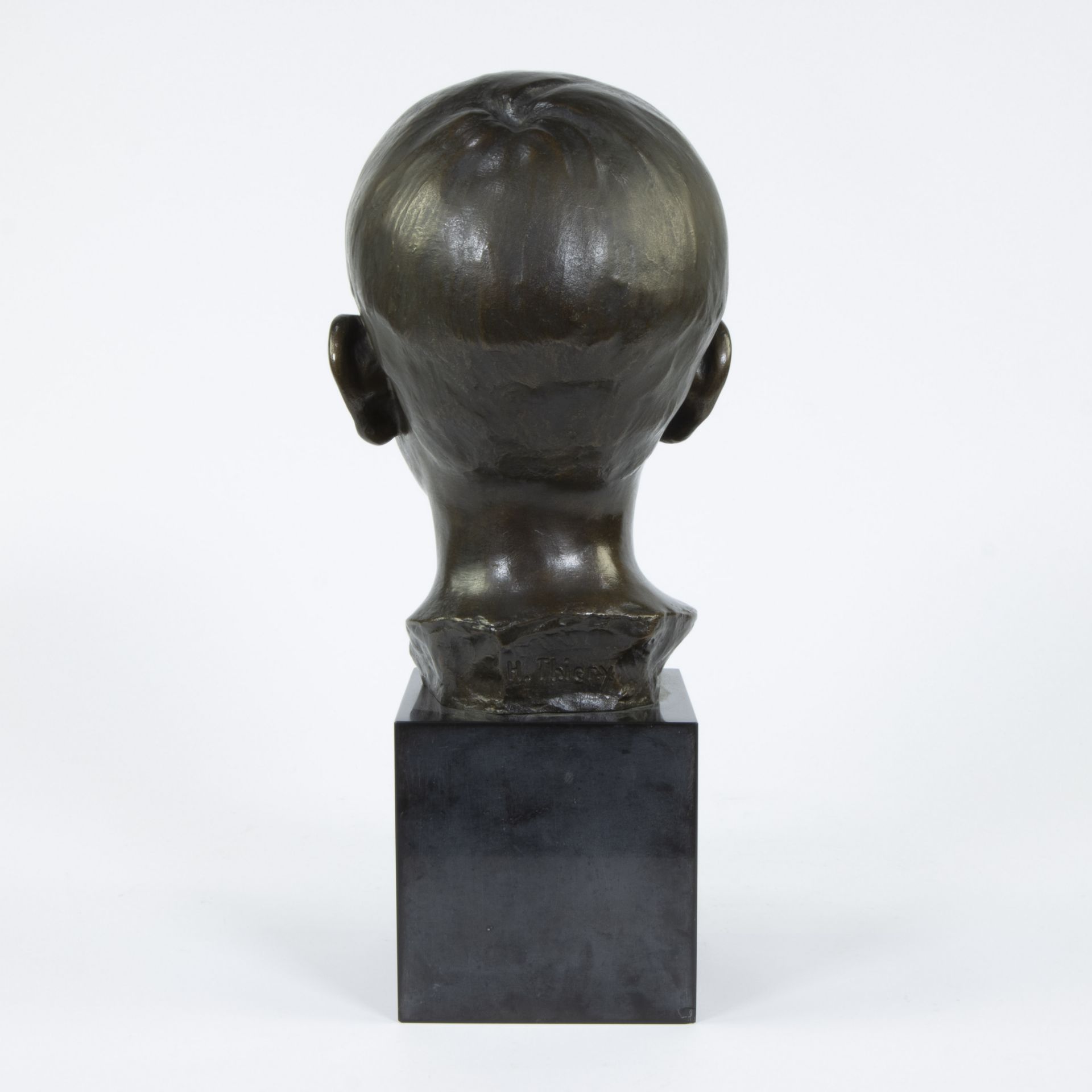 Henri THIERY (1875-1941), bronze head of a boy, signed - Image 3 of 5