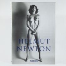 Large pancarte for book by Helmut Newton, publisher Tashen with various black and white photographs