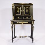 Black lacquered furniture Napoleon III Bonheur du Jour with gilt bronze fittings