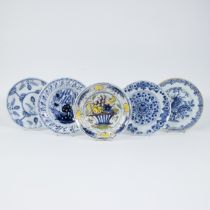 Various Dutch Delft plates 18th century of which 2 by De Porcelyne Bijl