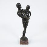 Arsène MATTON (1873-1953), bronze sculpture of an African woman with child, signed