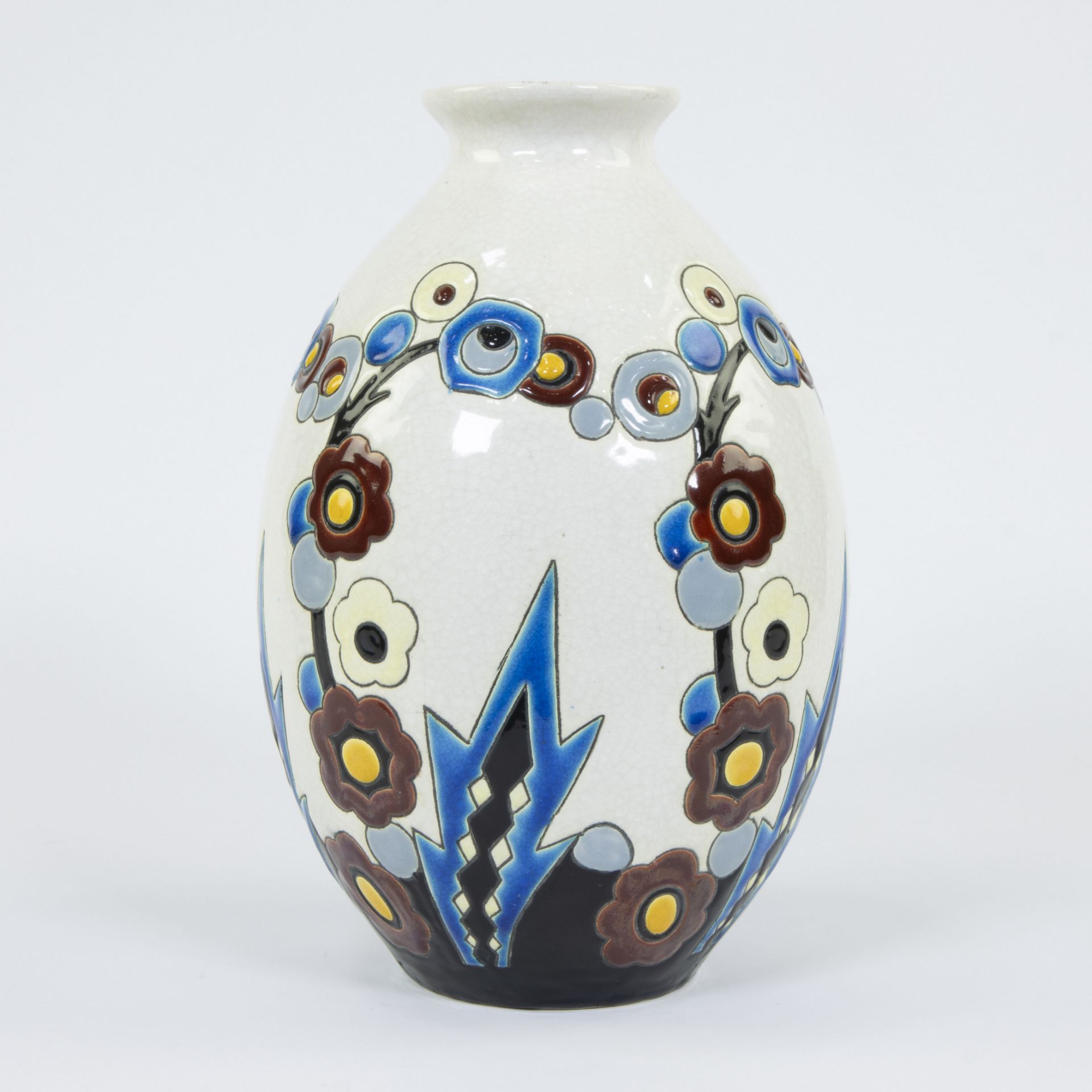 Ceramic vase Boch Keramis with decor of stylised flowering branches D1263 - Image 4 of 5