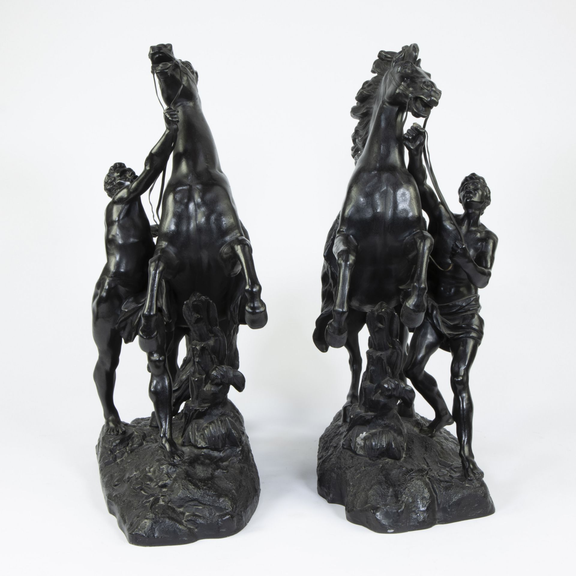 Pair of horses 'Chevaux de Marly' in patinated metal after Guillaume Coustou - Image 5 of 5